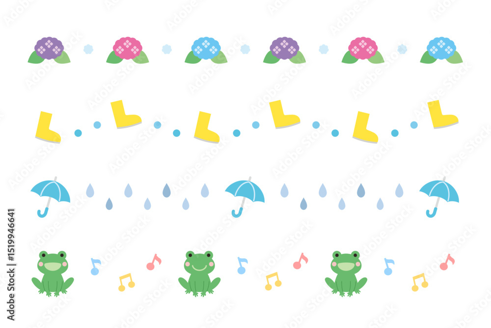 梅雨のラインセット イラスト 梅雨のラインセット イラスト