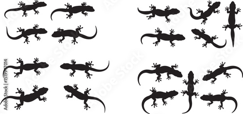 Climbing Gecko Silhouette Vector Art Simple Reptile Illustration Graphic Vector