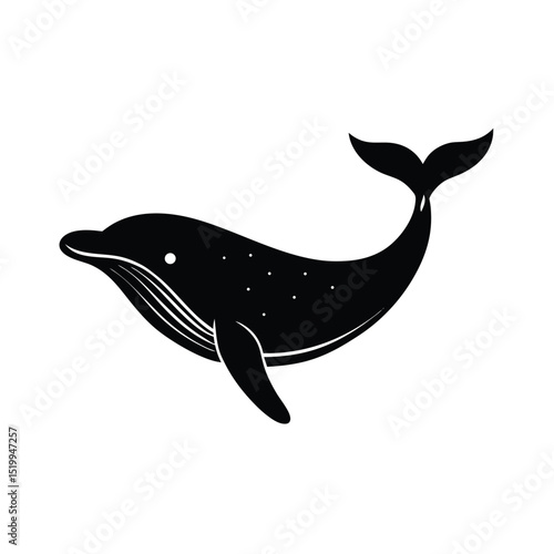 Whale Breaching Vector Silhouette