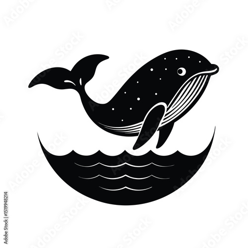 Whale Breaching Vector Silhouette