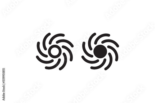 Black and white swirl icons resembling whirlpool designs.