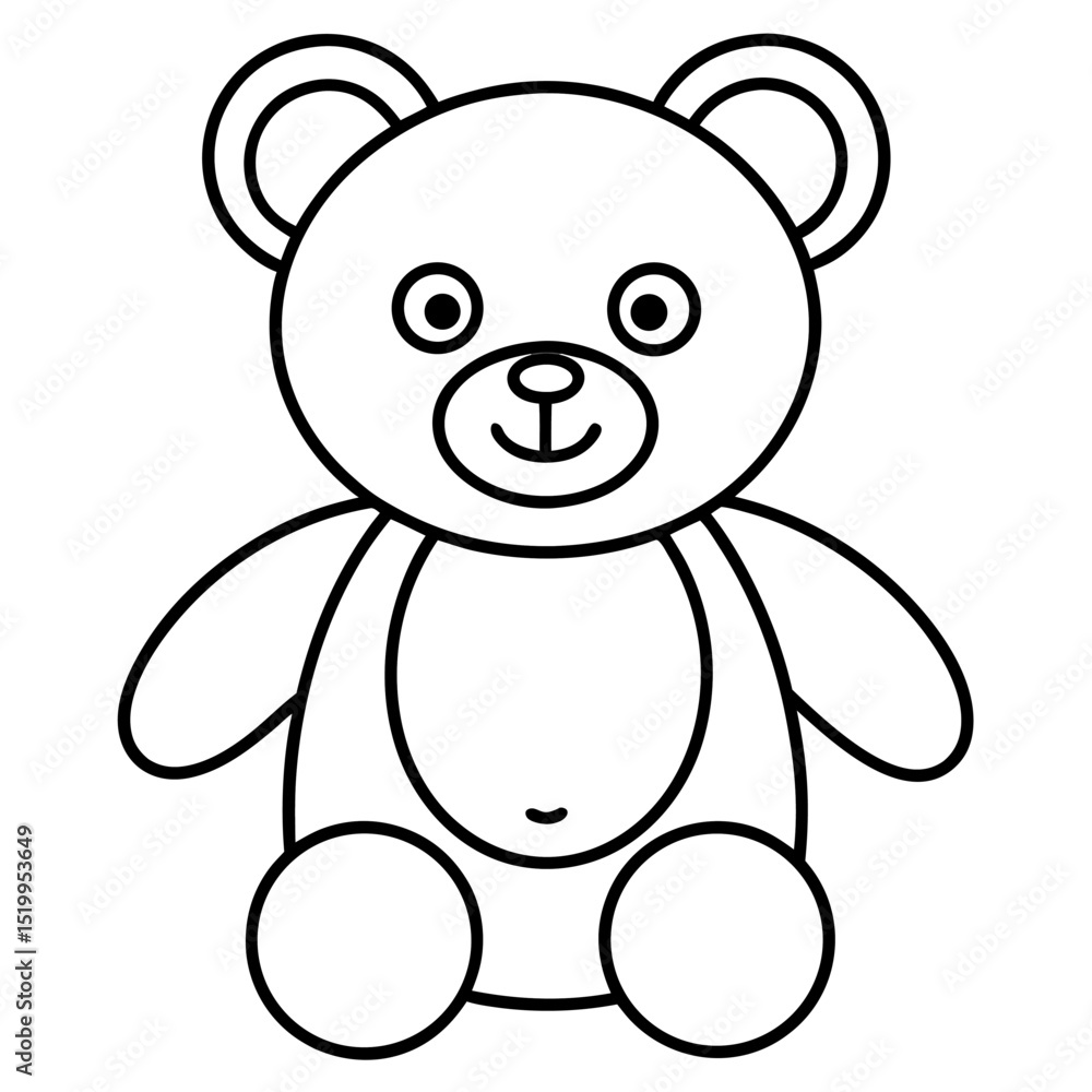 Fototapeta premium Minimalist vector line art of a teddy bear, (18).eps