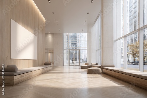 Modern Lobby Design with Artwork and Natural Lighting