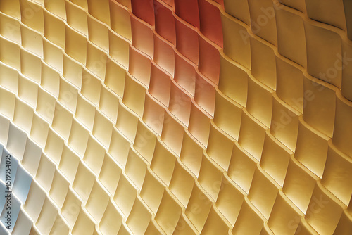 Abstract Curved Wall Panel with Geometric Pattern and Soft Gradient Lighting