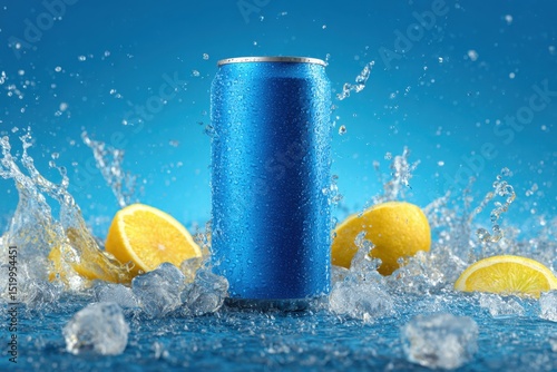 Refreshing Blue Drink With Lemon and Crushed Ice