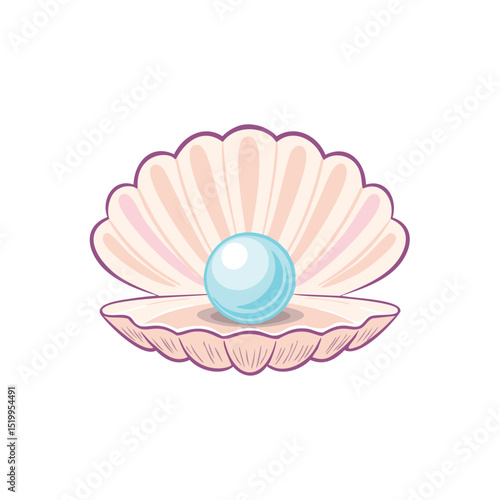 Single pearl inside open seashell ocean treasure