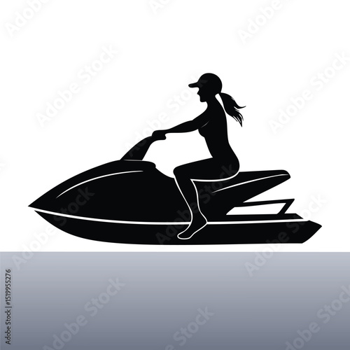 Woman riding jet ski watercraft summer fun
