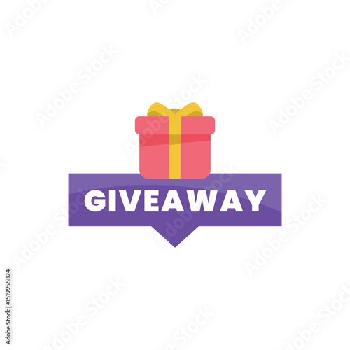 Giveaway label banner. Modern banner with surprise gift. Web template for promotion.
