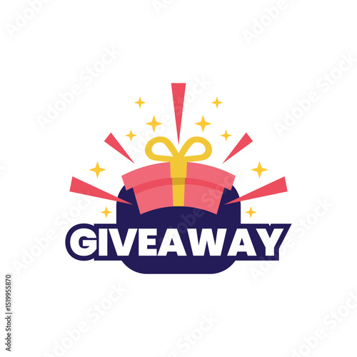 Giveaway label banner. Modern banner with surprise gift. Web template for promotion.
