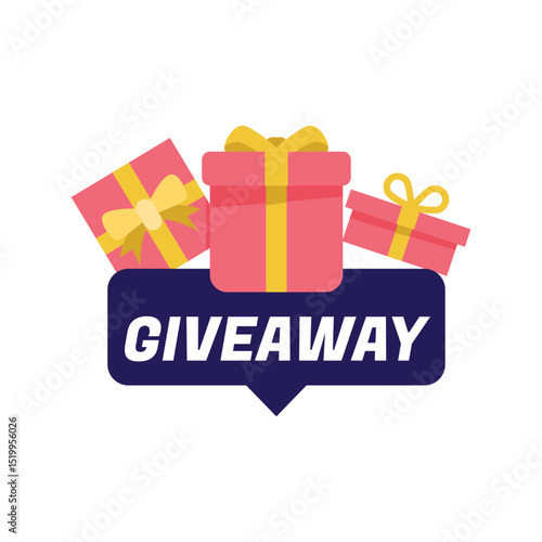 Giveaway label banner. Modern banner with surprise gift. Web template for promotion.