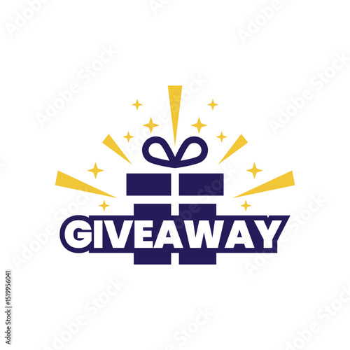 Giveaway label banner. Modern banner with surprise gift. Web template for promotion.