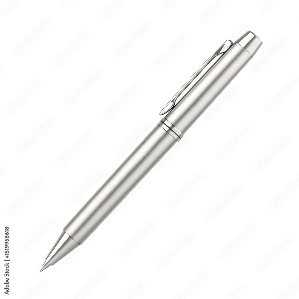 Silver ballpoint pen isolated on transparent background Silver ballpoint pen isolated on transparent background