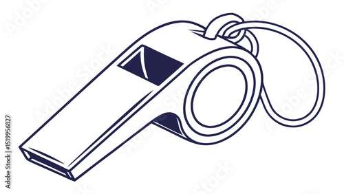 Isolated vector illustration of a whistle for sports safety and emergency situations with a lanyard loop
