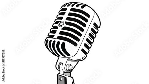Vintage microphone vector illustration for karaoke music podcasting and recording studio design element art