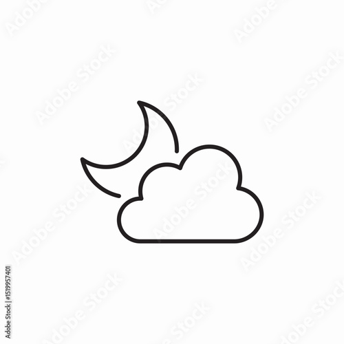 cloudy night icon sign vector