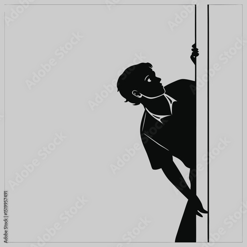 a person peeking around a corner silhouette vector design art and illustration