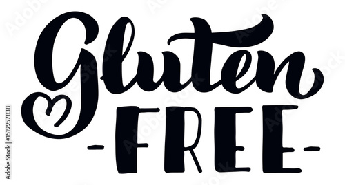 Gluten free elegant brush lettering with a heart shape creating a visually appealing design promoting healthy eating and a gluten free lifestyle