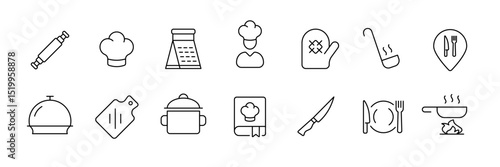 Culinary icons for kitchen design and cooking projects
