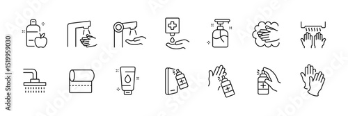 Personal hygiene and sanitation icons for cleanliness concepts and design use