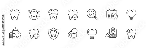 Dental icons collection for medical and health care design projects