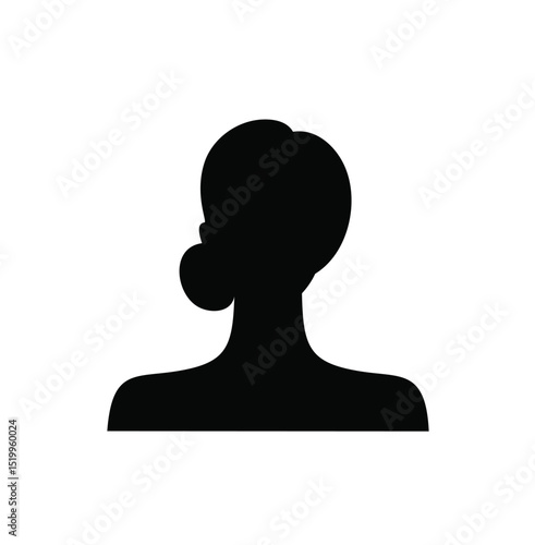 Woman silhouette elegant bun hairstyle profile