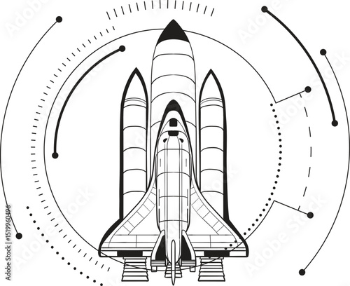 Vector Illustration of a Space Shuttle in Abstract Design