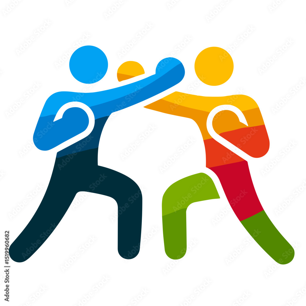 Obraz premium Vibrant boxing match vector illustration showcasing athletic competition and dynamic movement, transparent background