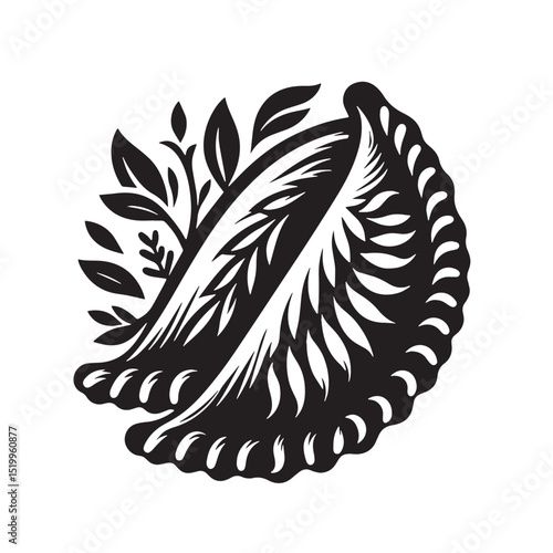 Black Beef Empanadas Silhouette Vector, High Quality Illustration on White Background