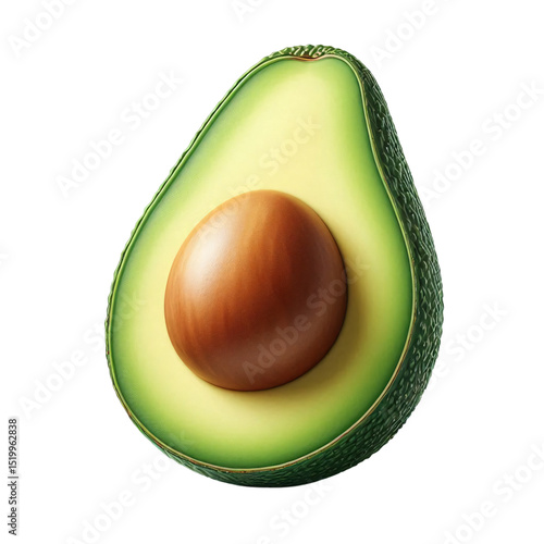 Halved avocado with pit isolated on transparent background isolated on white background