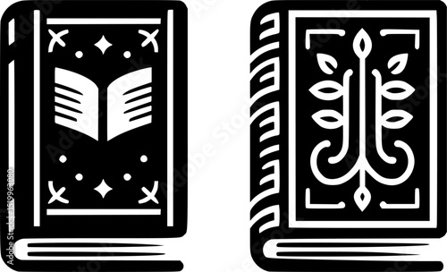 minimalist black and white vector of book icon