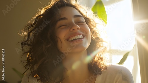 Radiant woman with a joyful smile.