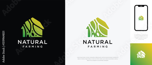 Nature tree farm house logo design. Nature leaf farm logo template. Farming and ranch logo symbol icon	