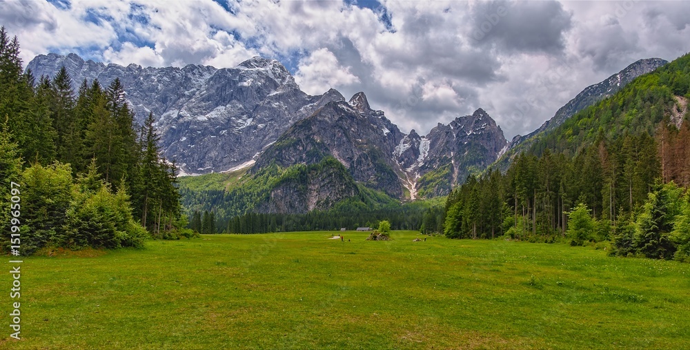 panorama of the mountains, Laghi di Fusine, Italy, Europe, May 2025 panorama of the mountains, Laghi di Fusine, Italy, Europe, May 2025