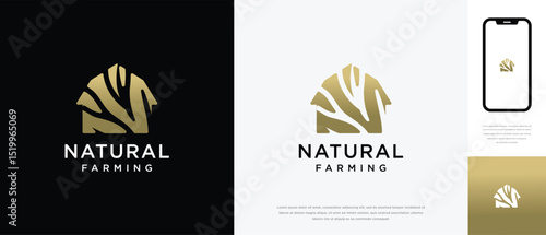 Nature tree farm house logo design. Nature leaf farm logo template. Farming and ranch logo symbol icon	