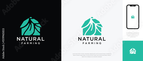 Nature tree farm house logo design. Nature leaf farm logo template. Farming and ranch logo symbol icon	