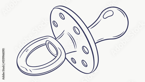 Pacifier illustration baby soother dummy nipple infant comfort teething newborn childcare drawing outline