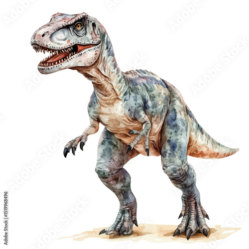 watercolor vector of Allosaurus, high quality, isolated on a white background.