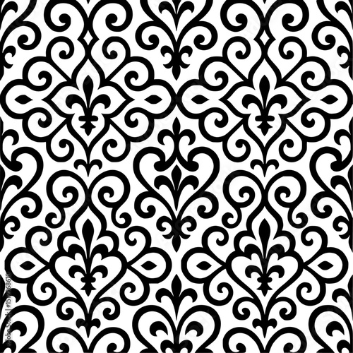 Black and white pattern, intricate geometric design