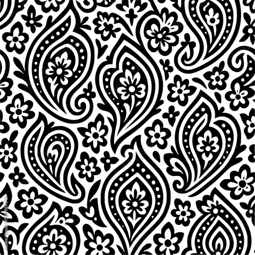 Black and white pattern, paisley