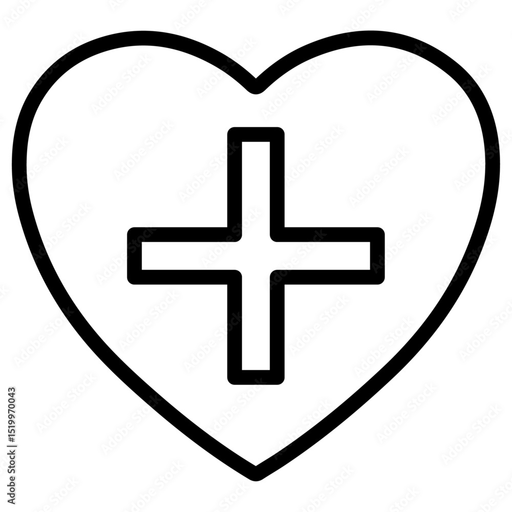 Obraz premium heart plus icon Simple thin line stroke