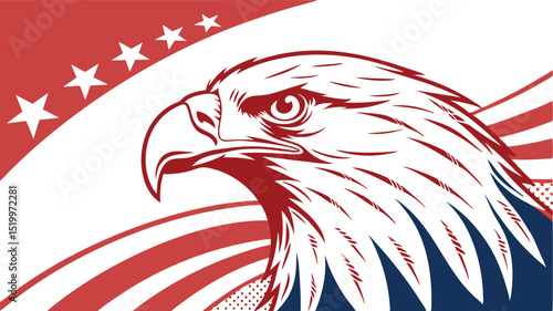 Patriotic american eagle vector illustration with stars and stripes for independence day celebration