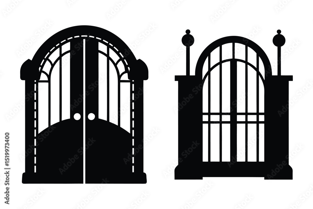 Set of Gate silhouette vector illustration, Gate silhouette vector Set of Gate silhouette vector illustration, Gate silhouette vector