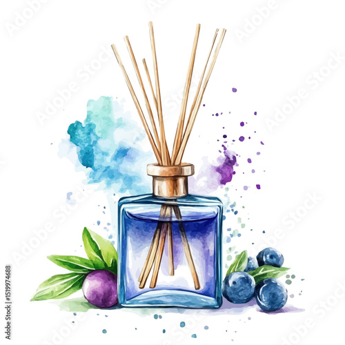 Air Freshener, watercolor painting vector, high quality, isolated on a white background.