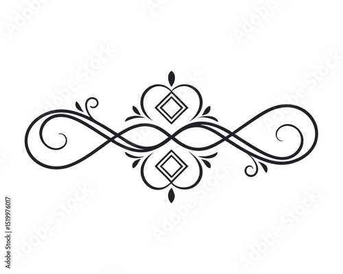 Elegant Black Swirl Design Element for Invitations