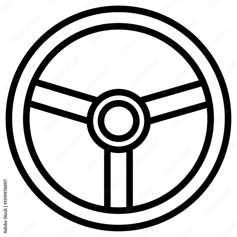 Fototapeta premium steering wheel icon Simple thin line stroke