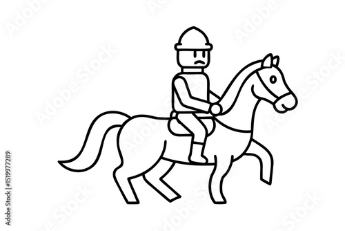 Lineart illustration of a knight riding a horse