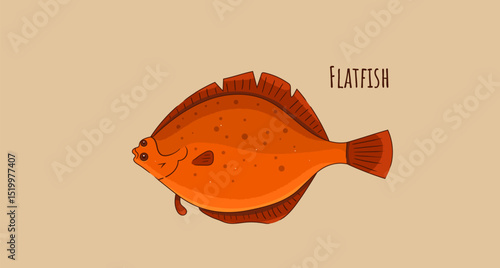 Hand Drawn Flatfish Vector Illustration.