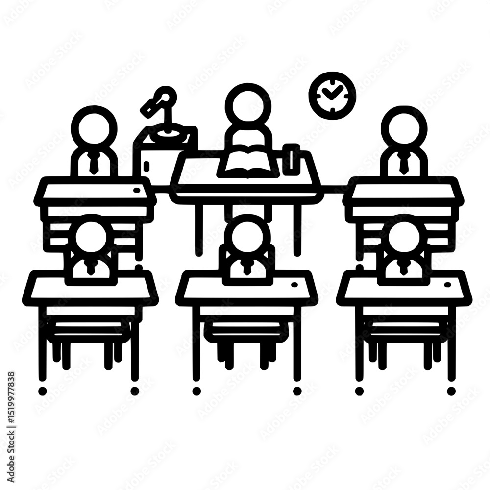 Black and White SVG of a Classroom Desk and Chair Black and White SVG of a Classroom Desk and Chair