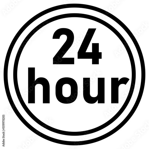 24 hour icon Simple thin line stroke
