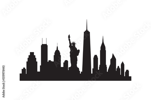 City skyline silhouette vector art illustration on white background